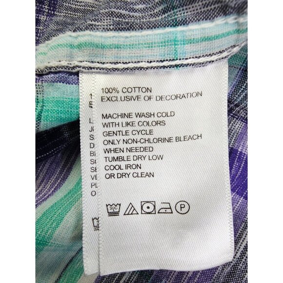 Tommy Bahama Lightweight Size Large Mens Plum Aqua White Check Logo S/S Shirt - Picture 8 of 11